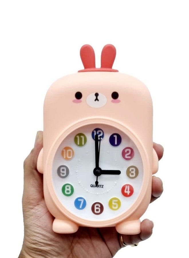 RIANZ Plastic Kids Desk Analog Alarm Clock, Cute Cartoon Theme Decor For Bedroom Bedside Desk Shelf, Silent Non Ticking Clock For Boys And Girls (Pink), 9 Cm X 9 Cm - Image 4